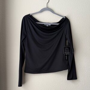 Madden Girl Black Cowl Neck Long Sleeve Top